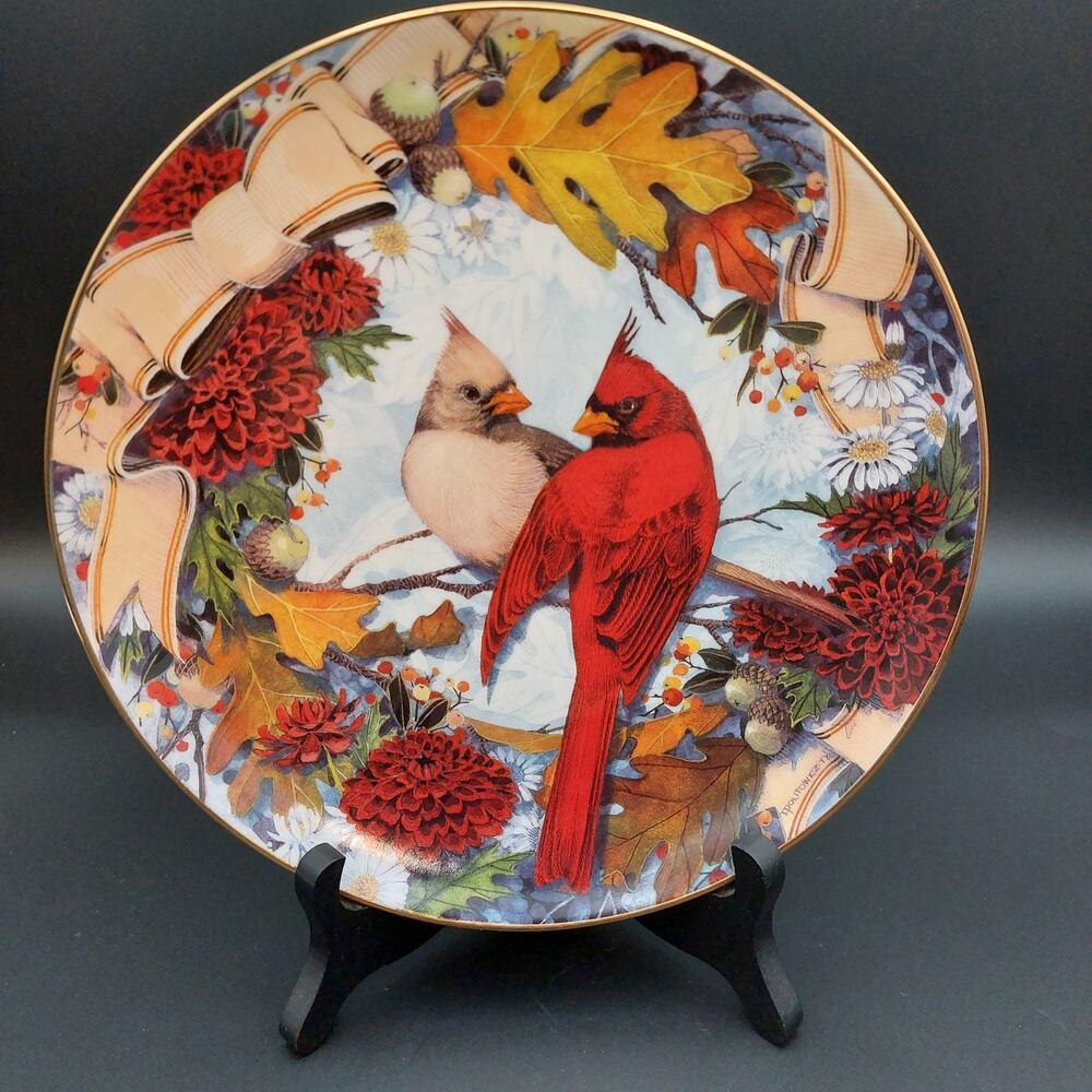 Franklin Mint Cardinals in Golden Fall Plate Theresa Politowicz Vintage Bird